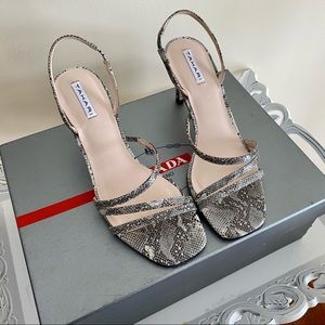 Tahari Snakeskin Mid Heeled Sandal Strappy